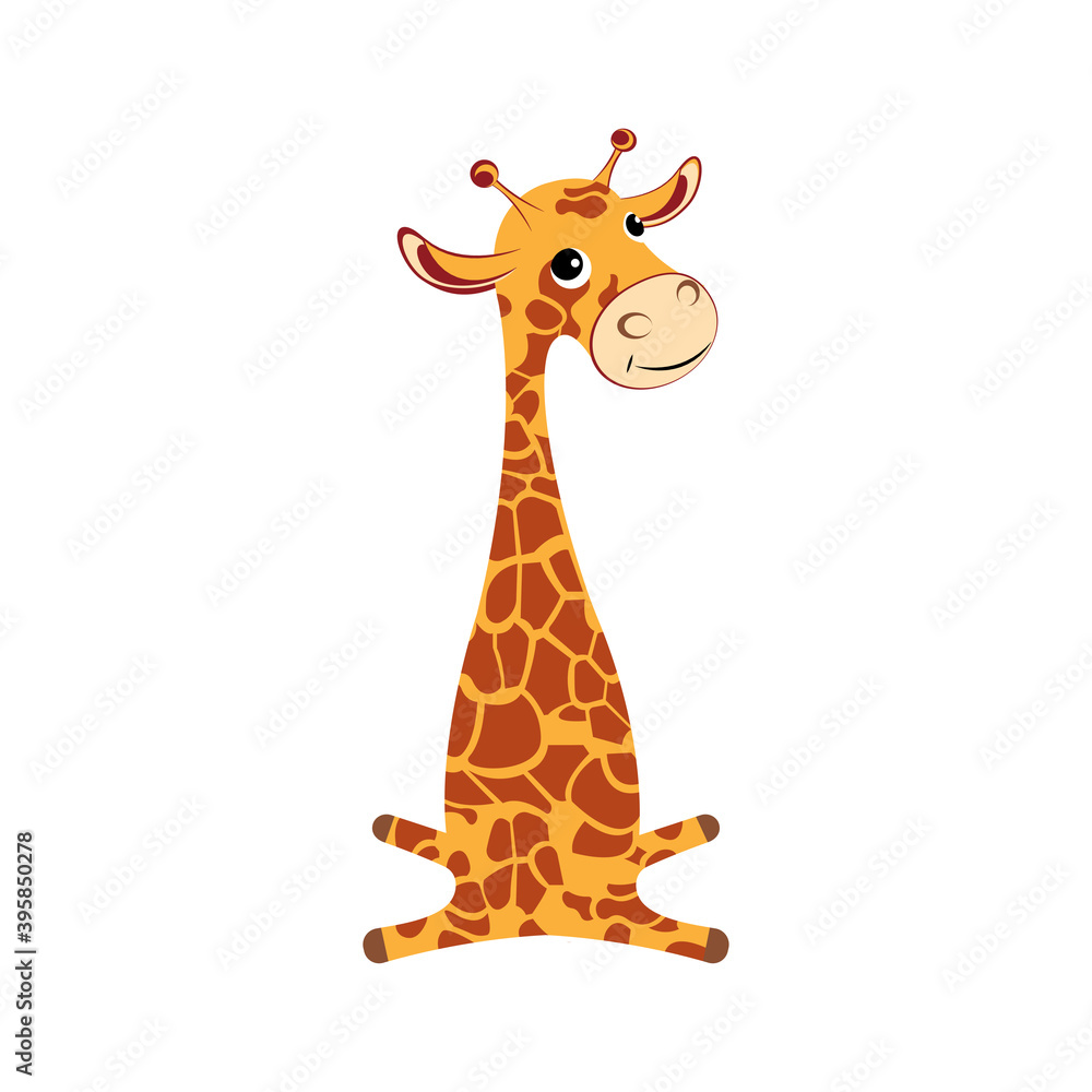 Vector abstract illustration of a giraffe. Funny animal.