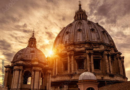 Photography St Peter’s Basilica (San Pietro) at sunset, Vatican City, Rome, Italy