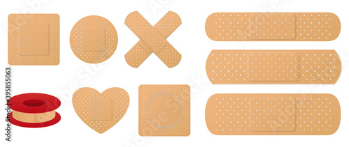 set of medical band plaster or first aid medical adhesive bandages or medical patch plasters concept. eps 10 vector, easy to modify