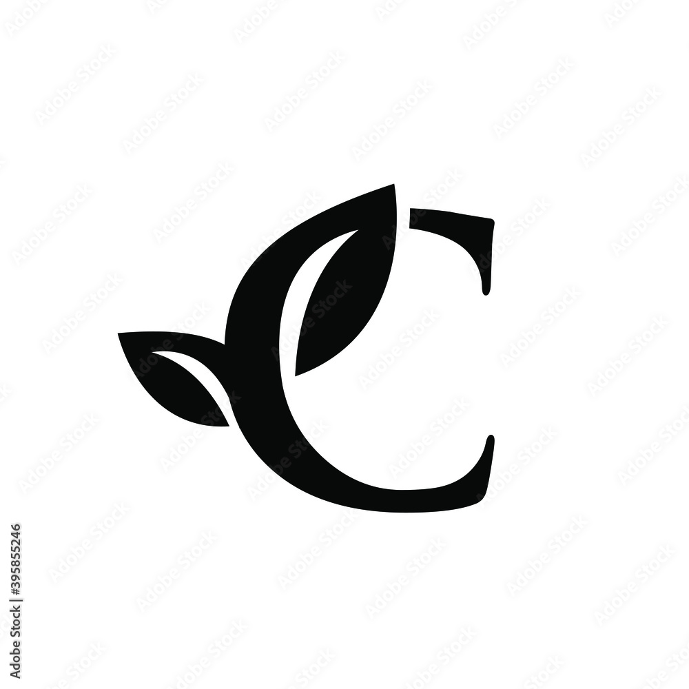 Fototapeta premium letter c leaf black logo 