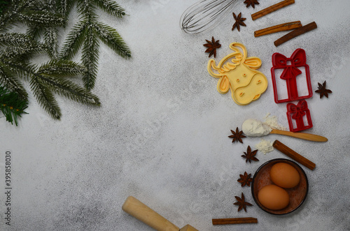 cooking a delicious festive homemade cookies a symbol of new year a cow or bull, baking christmas concept holiday, xmas theme