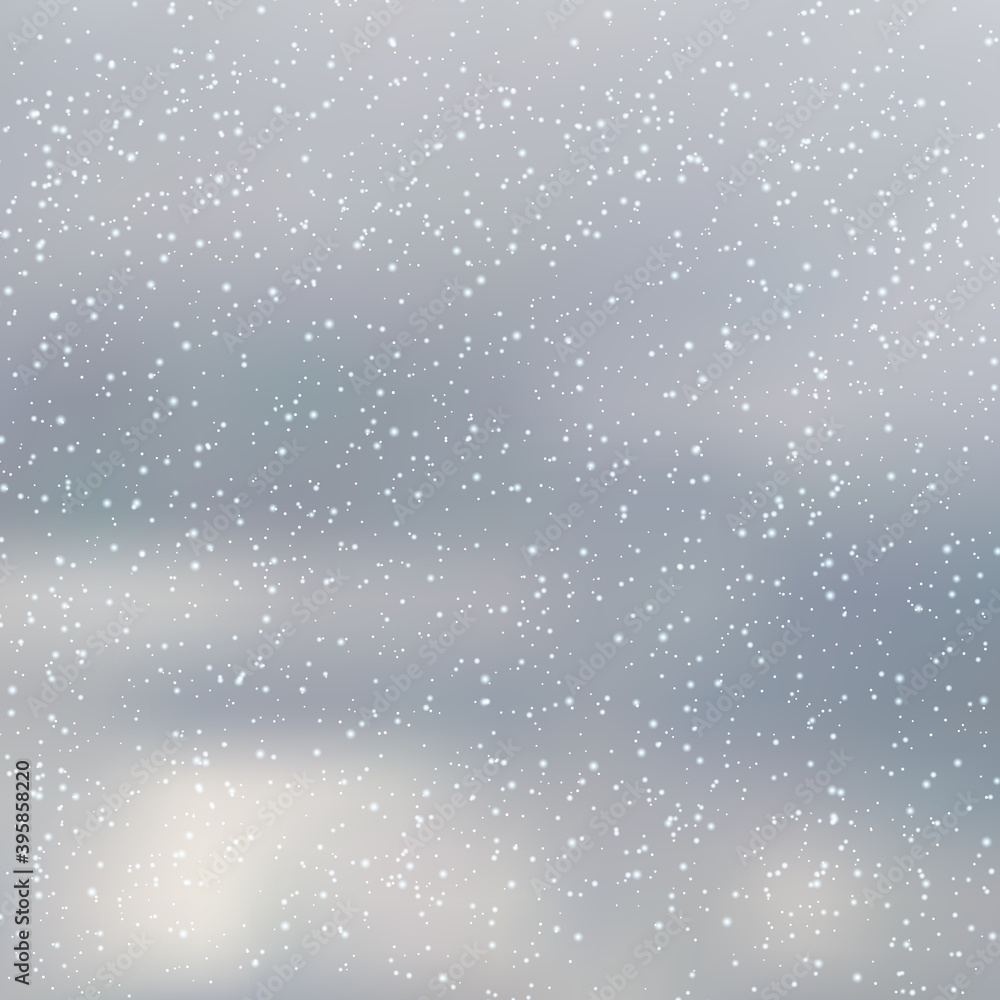 Christmas and New Year cloudy sky with snowfall vector background Christmas and New Year cloudy sky with snowfall vector background