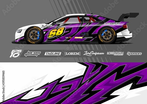 Car wrap decal designs. Abstract racing and sport background for racing livery or daily use car vinyl sticker.