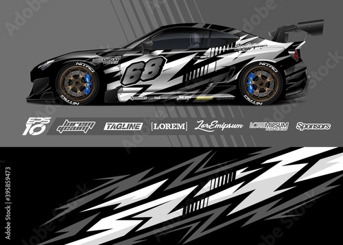 Car wrap decal designs. Abstract racing and sport background for racing livery or daily use car vinyl sticker.