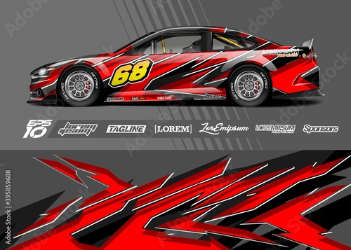 Car wrap decal designs. Abstract racing and sport background for racing livery or daily use car vinyl sticker.