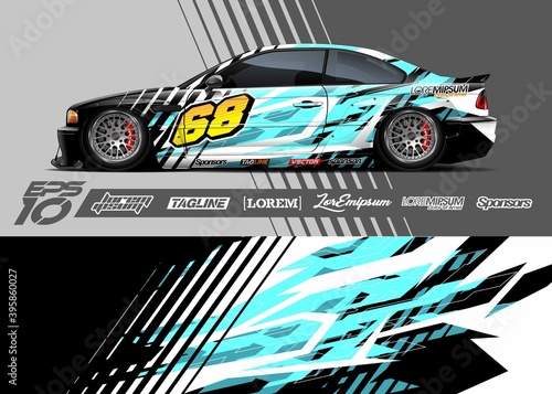 Car wrap decal designs. Abstract racing and sport background for racing livery or daily use car vinyl sticker.
