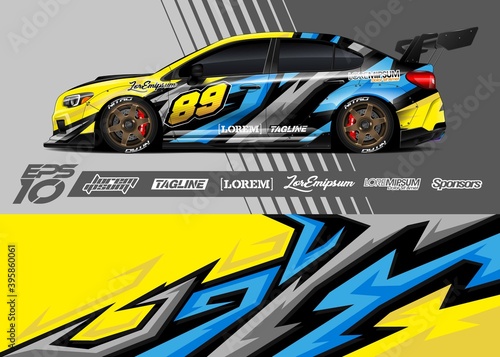 Car wrap decal designs. Abstract racing and sport background for racing livery or daily use car vinyl sticker.