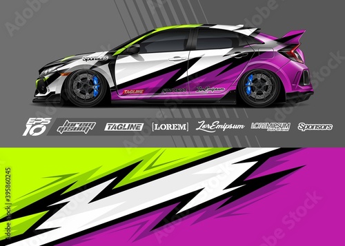 Car wrap decal designs. Abstract racing and sport background for racing livery or daily use car vinyl sticker.