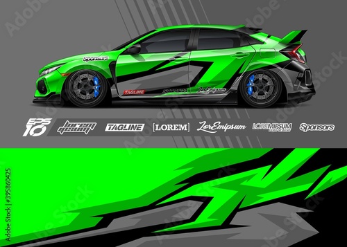 Car wrap decal designs. Abstract racing and sport background for racing livery or daily use car vinyl sticker.