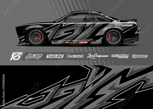 Car wrap decal designs. Abstract racing and sport background for racing livery or daily use car vinyl sticker.