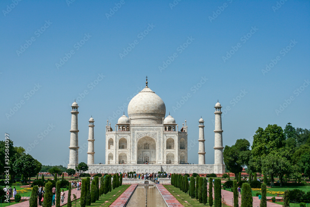 The Taj Mahal (Crown of the Palace), is an ivory-white marble mausoleum on the southern bank of the river Yamuna in the Indian city of Agra. A 500 year old architectural marvel.