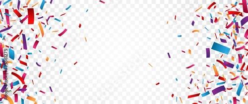 Colorful Confetti and celebrations ribbon isolated on transparent background