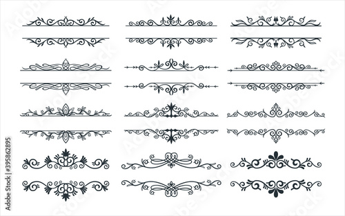 assorted floral divider, decorative swirl border split vector graphic design template set for sticker, decoration, cutting and print file