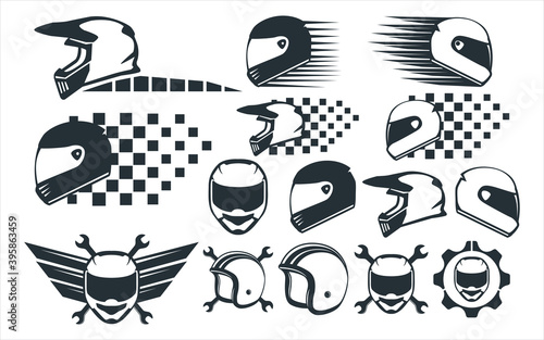 motocross racing helmet vector graphic design template set for sticker, decoration, cutting and print file
