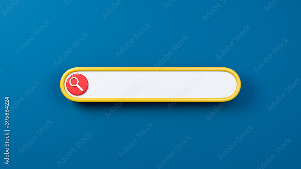 3D Search Bar on Blue Background 3D Search Bar on Blue Background