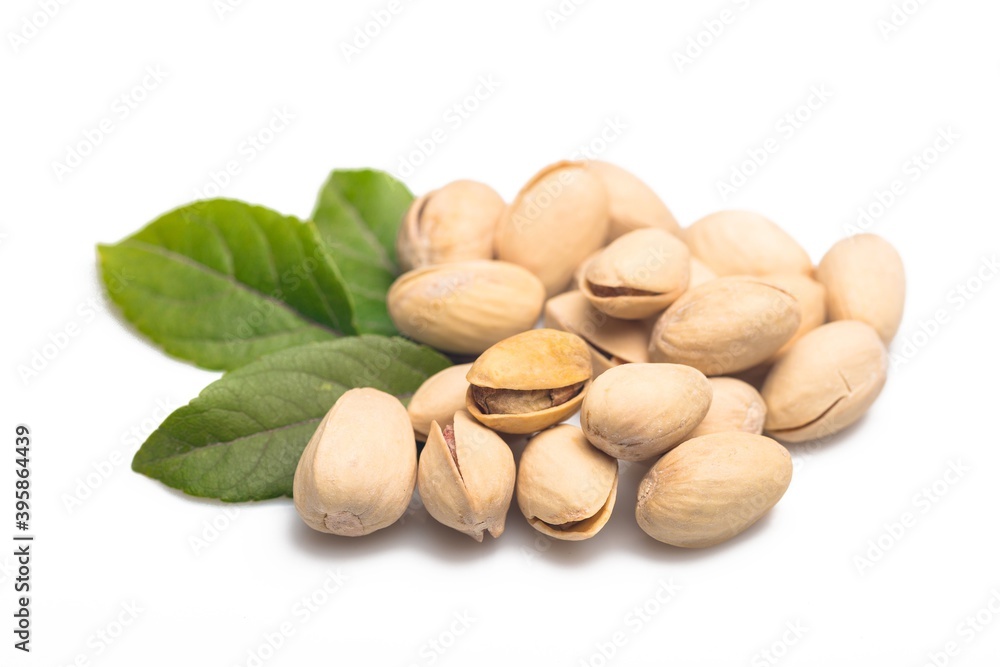 Pistachios And Leaves Pistachios And Leaves