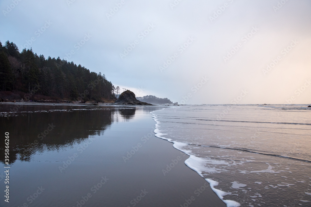 Wave washing ashore on the coastline of Olympic National Park, Washington