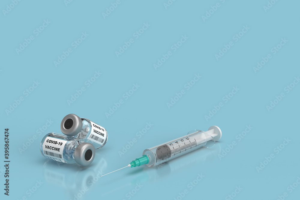 Obraz premium Research and development of covid-19 vaccine with copy space, 3D rendering illustration