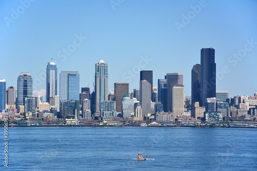 View of Downtown Seattle on a warm sunny Summer Day from Alki  © Ryan Tishken