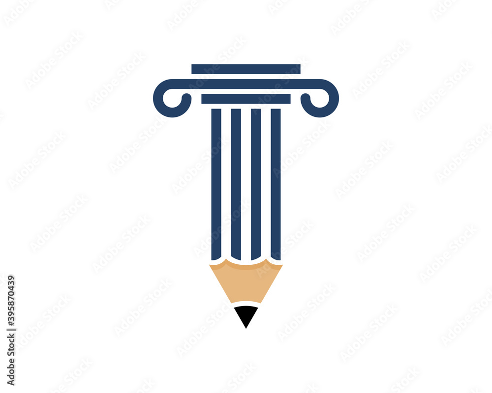 Combination pillar law firm with pencil writing Combination pillar law firm with pencil writing