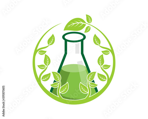 Laboratory test tube in the circle leaf