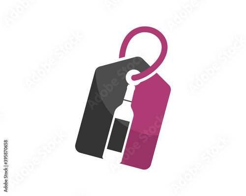 Wine bottle inside the price tag shape