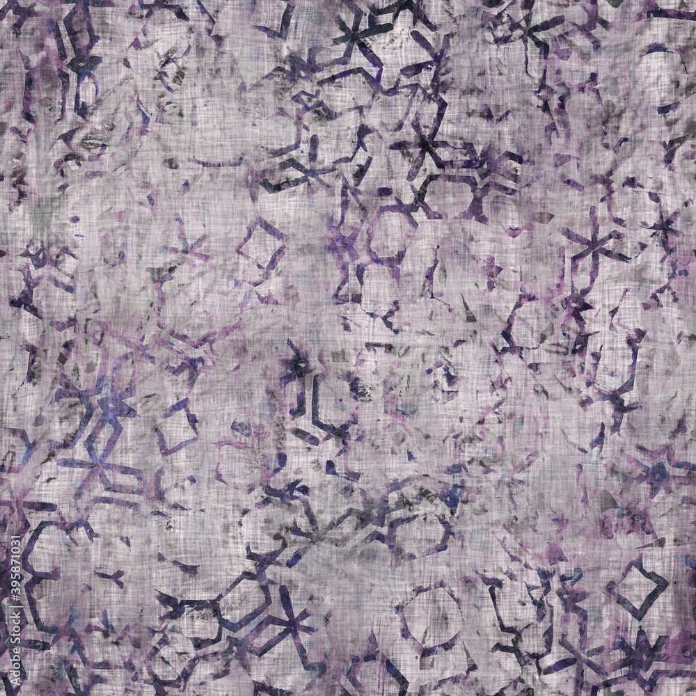 Obraz premium Dark moody purple and green geometric shape seamless textural repeat pattern. Highly intricate and deeply detailed background swatch. Luxurious rich fashion textile geo feel.