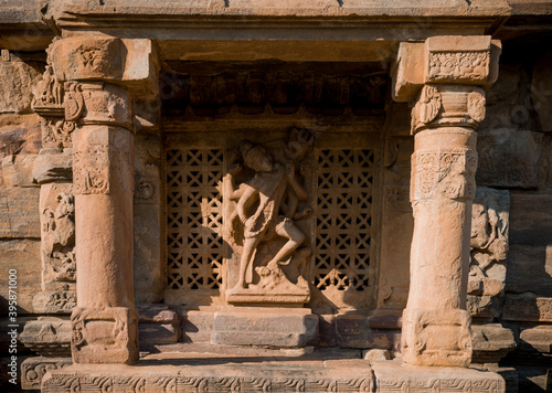Hindu goddess statue carved in sandstone at Pattadakal, Karnataka photo