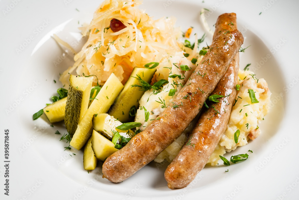 mashed potato with sausage and cabbage salad mashed potato with sausage and cabbage salad