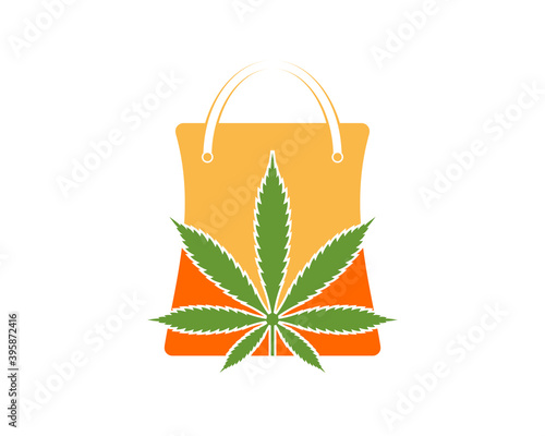 Cannabis leaf in the shopping bag