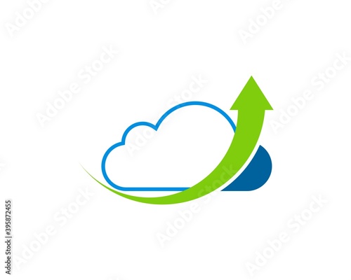 Abstract and simple cloud with up arrow