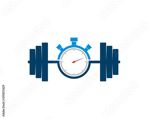 Gym barbell with time stopwatch inside