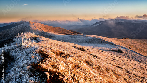 Fototapeta Naklejka Na Ścianę i Meble -  A beautiful mountain scenery. Bieszczady National Park.  The Carpathian Mountains. Poland.
