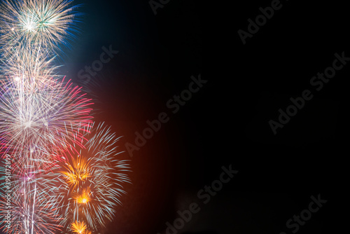 Colorful of fireworks for 4th July national holiday festival independence day or New Year count down 2021 