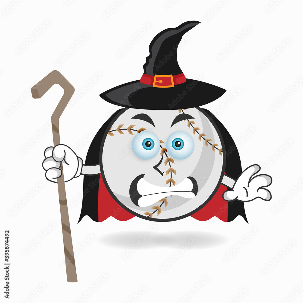 Obraz premium The Baseball mascot character becomes a magician. vector illustration