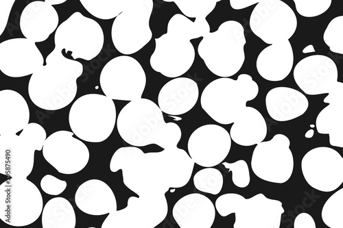 Abstract black white image with long and short intermittent liquid lines made by brush. A monochrome image drawn by hand. Dirty shabby smears of black paint. Vector eps illustration.