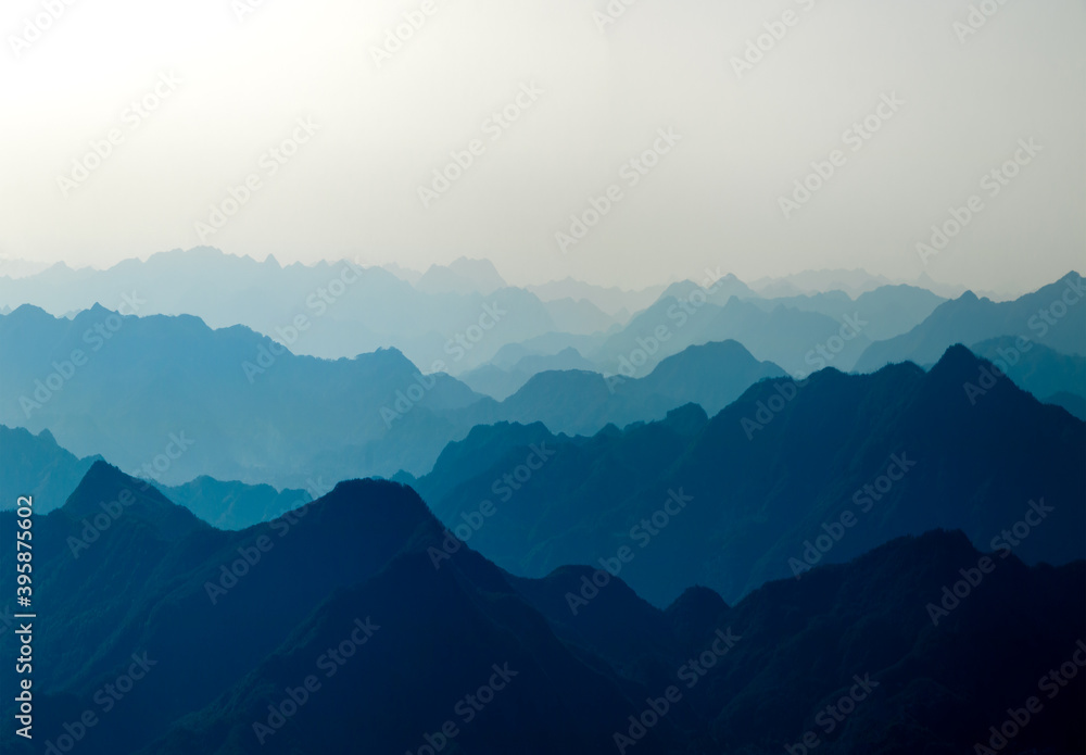 Chinese style ink wash mountain background.