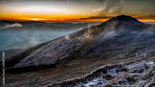 Fototapeta Naklejka Na Ścianę i Meble -  A beautiful mountain scenery. Bieszczady National Park.  The Carpathian Mountains. Poland.