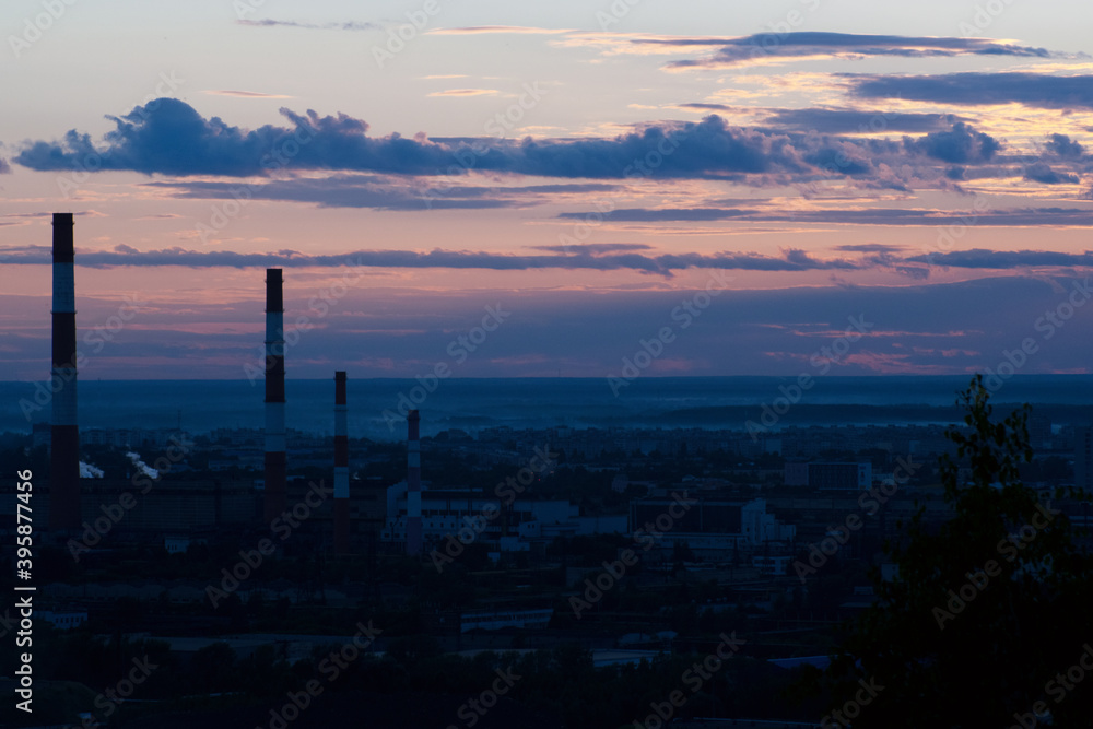 Evening sunset city landscape Nizhny Novgorod