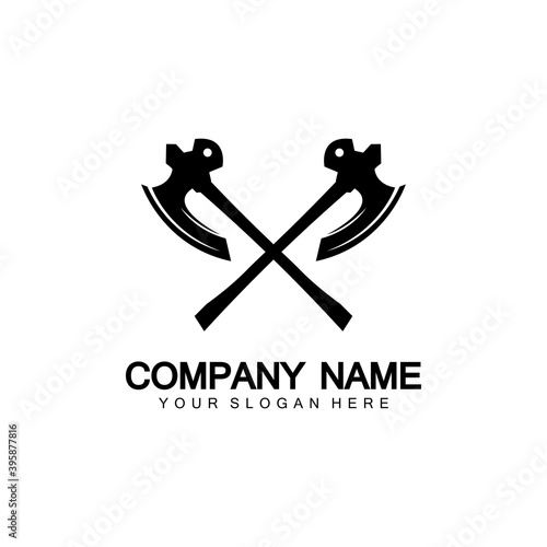 War axe logo. War axe  executioner axe  viking battle axe in vector