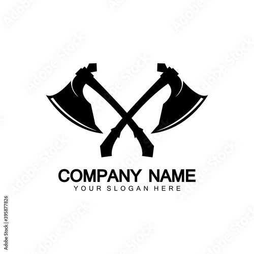War axe logo. War axe  executioner axe  viking battle axe in vector