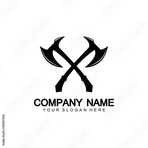 War axe logo. War axe  executioner axe  viking battle axe in vector