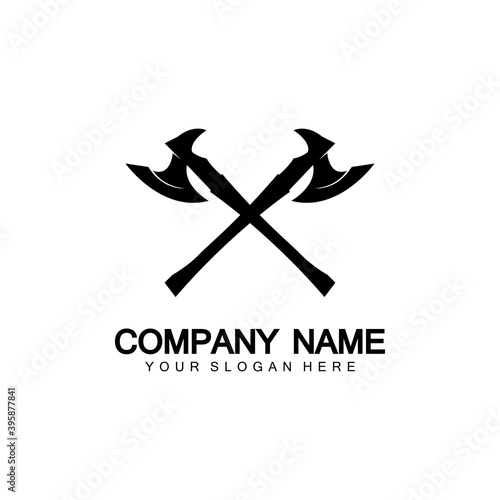 War axe logo. War axe  executioner axe  viking battle axe in vector