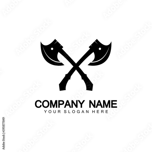 War axe logo. War axe  executioner axe  viking battle axe in vector