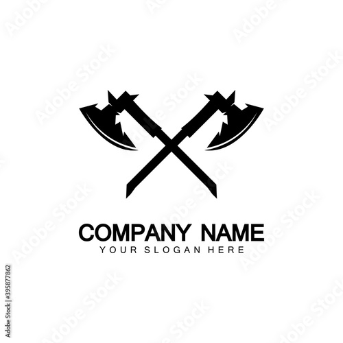 War axe logo. War axe  executioner axe  viking battle axe in vector