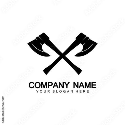 War axe logo. War axe  executioner axe  viking battle axe in vector