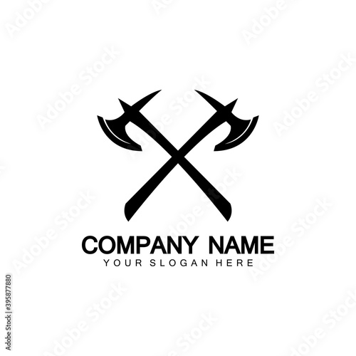 War axe logo. War axe  executioner axe  viking battle axe in vector