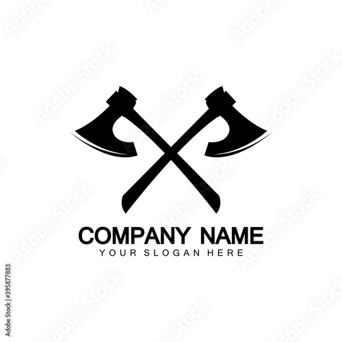 War axe logo. War axe  executioner axe  viking battle axe in vector