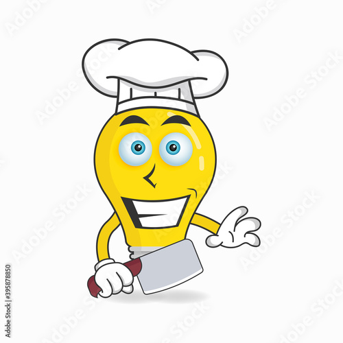 The Bulb mascot character becomes a chef. vector illustration