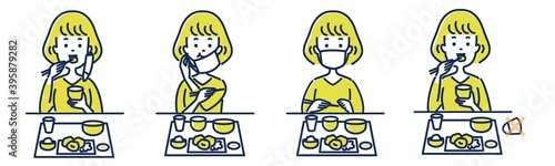 マスク会食　女性　